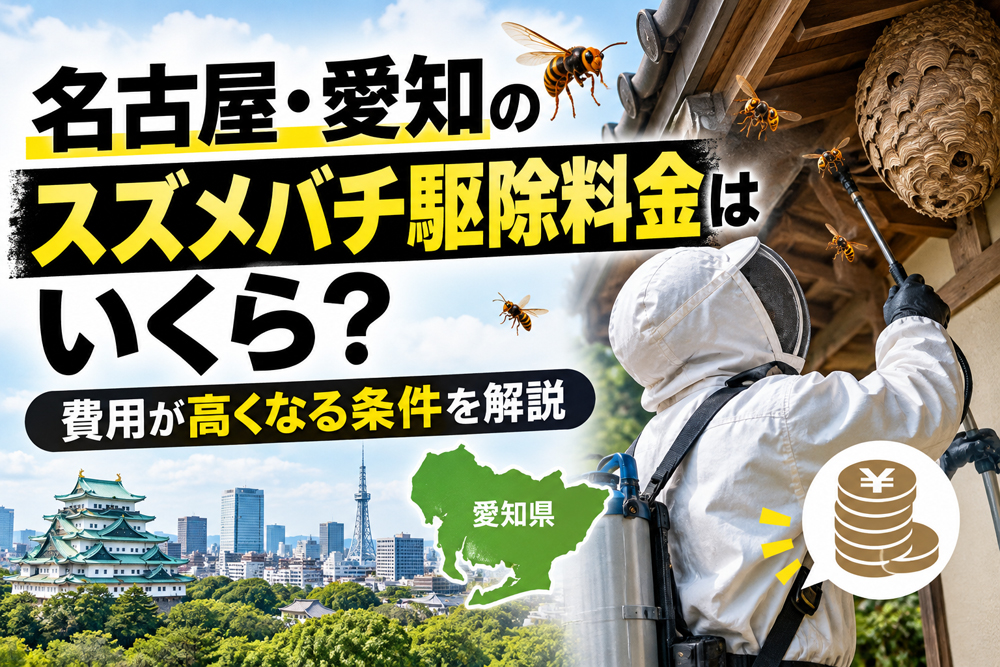 名古屋・愛知のスズメバチ駆除料金と費用が高くなる条件を解説するイメージ